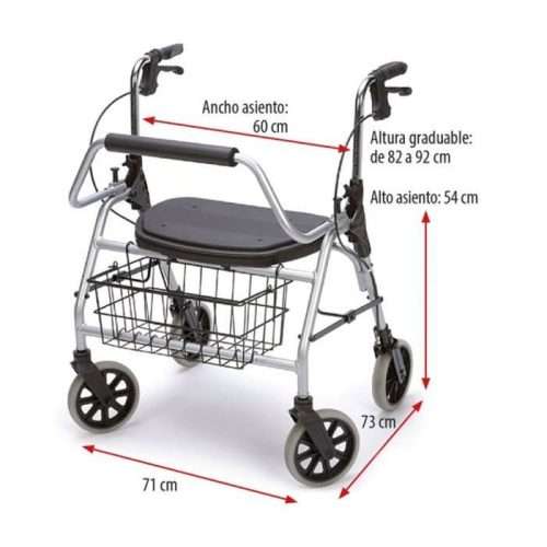 Medidas Andador Maxi Rollator XL 200kg