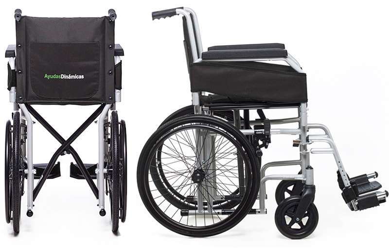 Silla de ruedas super estrecha Trento con reposabrazos y asiento negro