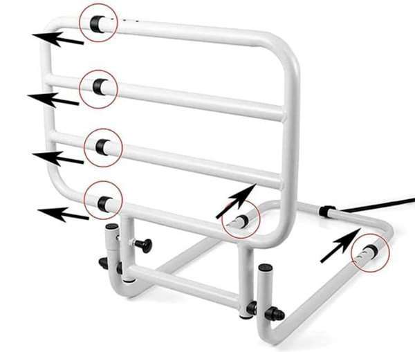 Barandilla abatible extensible de aluminio para cama