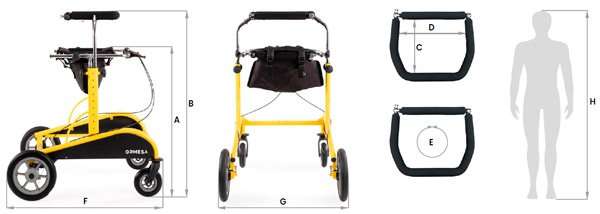 Medidas Caminador Rehabilitador Dynamico de Exterior