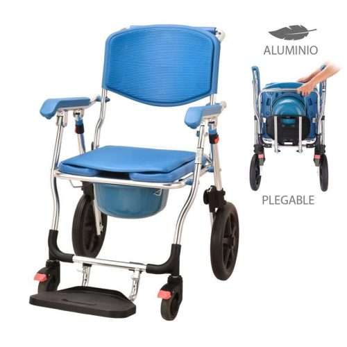 Silla Ducha Plegable con ruedas y Orinal