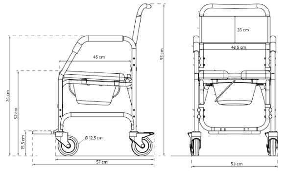 Medidas de la silla con ruedas y WC RS939