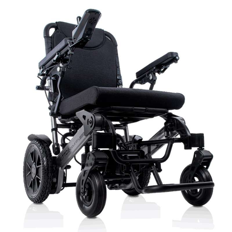 Silla de ruedas eléctrica plegable Kittos Country Plus en gris y negro mate