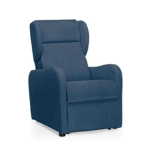 Sillón elevador Agave tapizado en color azul con respaldo alto ergonómico
