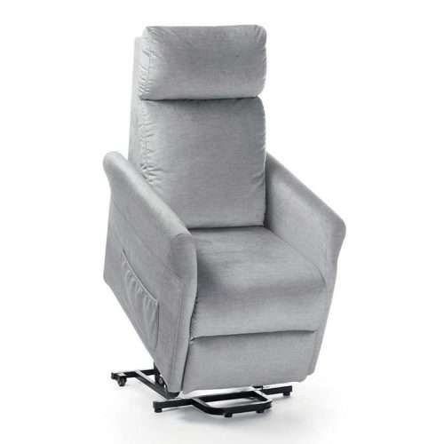 Sillón elevador Chloe en color gris elevándose verticalmente para ayudar a incorporarse