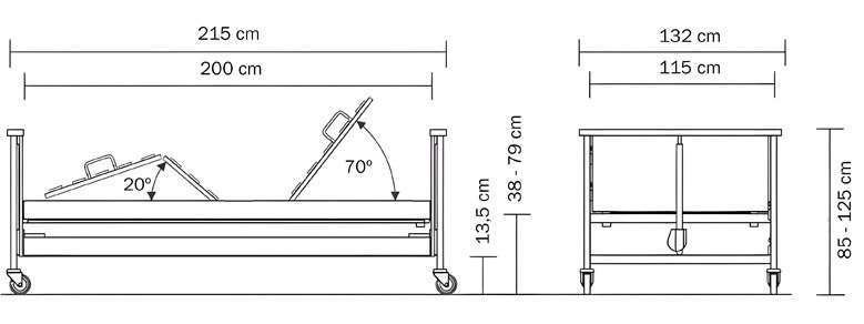 Medidas de la cama articulada elevadora XL Norma