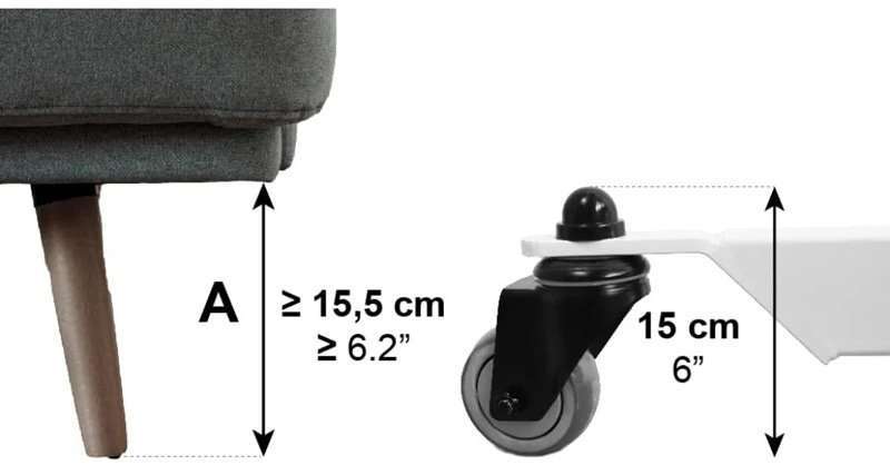 comprobación de altura mínima bajo cama o sillón para usar silla de transferencia