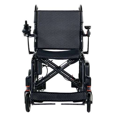 Vista frontal de la silla eléctrica Carbono R800 desplegada