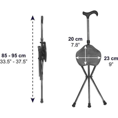Medidas del bastón con asiento plegable: altura y dimensiones del asiento