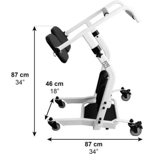 Dimensiones laterales de la silla de transferencia
