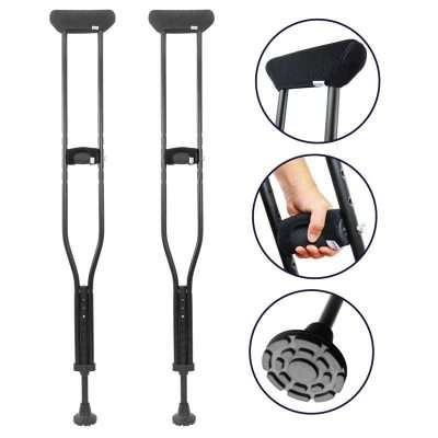 Muletas axilares acolchadas negras con empuñadura ajustable
