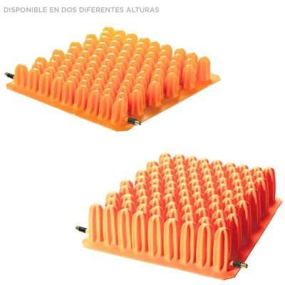 Dos cojines Polyair de diferente altura para adaptar el soporte a cada paciente