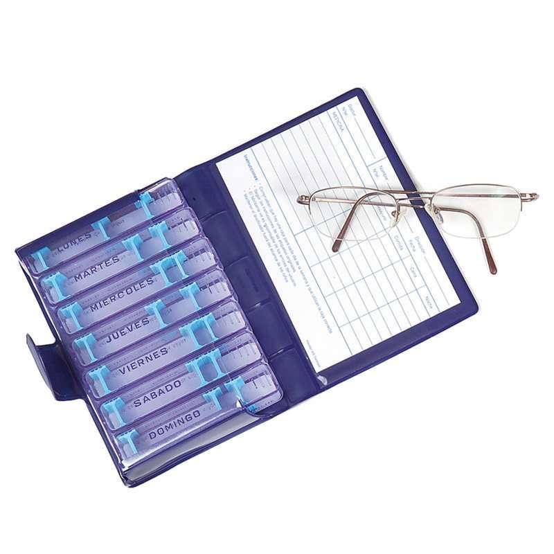 Pastillero semanal Medidos con compartimentos diarios y funda