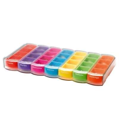 Pastillero semanal Tutifruti con módulos de colores para cada día