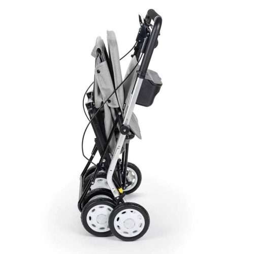Andador rollator Comfort Assist plegado para transporte y almacenamiento