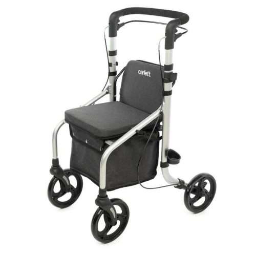 Andador rollator Lett Go en color negro con asiento y ruedas todoterreno