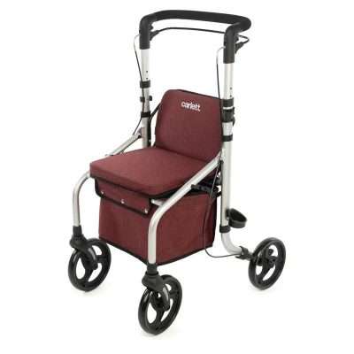 Andador rollator Lett Go en color rojo con asiento y frenos de seguridad