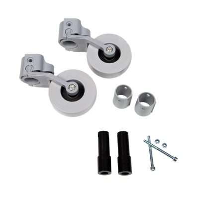 Kit de ruedas basculantes adaptable a andadores sin ruedas traseras