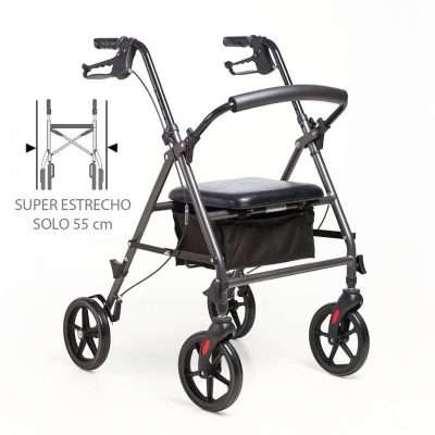 Rollator de aluminio Forte super estrecho para interiores