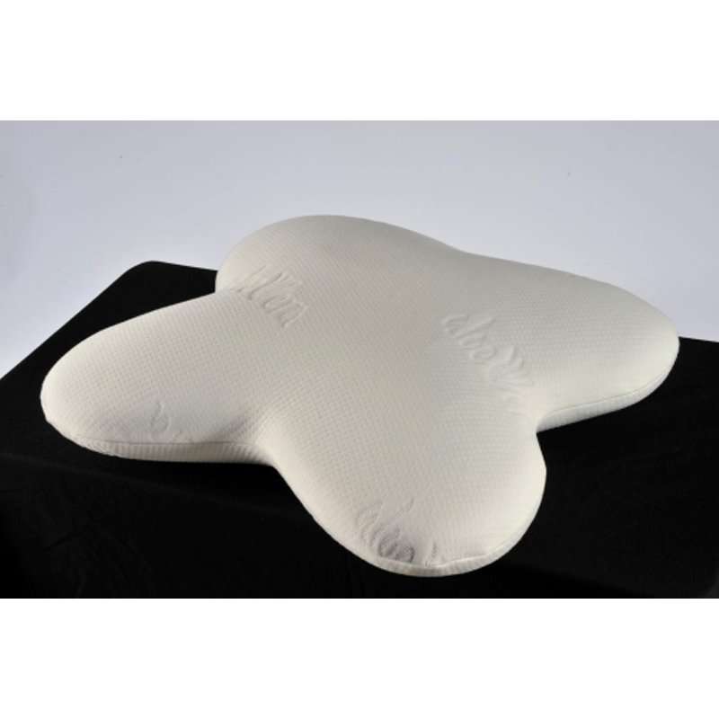 Almohada cervical de espuma con memoria de forma en color blanco, con diseño contorneado y funda textil