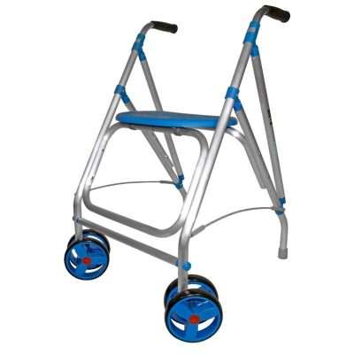 Andador ARA-D de aluminio con ruedas delanteras dobles giratorias en color azul