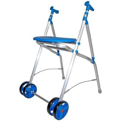 Andador ARA-C de aluminio con ruedas delanteras dobles en color azul