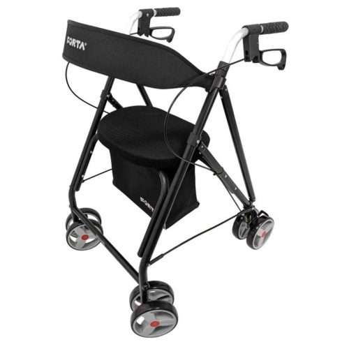 Andador Drakon 2 de aluminio negro con ruedas giratorias delanteras