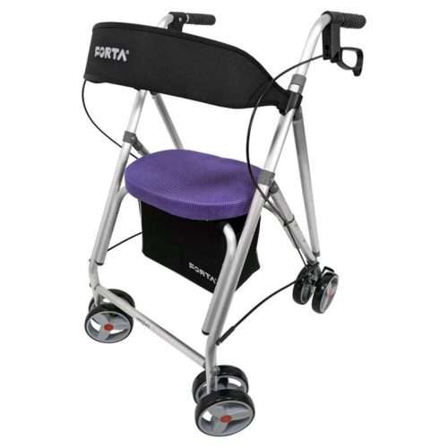 Andador plegable Kanguro F1 con respaldo acolchado y asiento malva