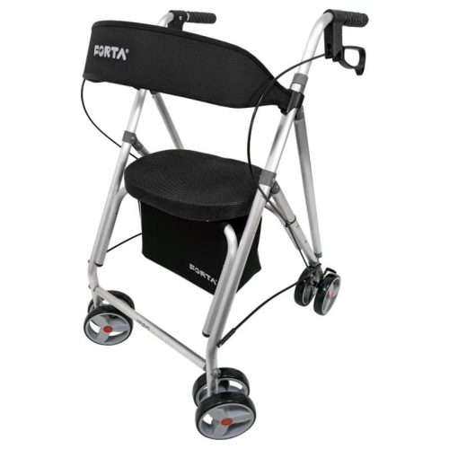 Andador Kanguro F1 de aluminio con asiento negro, freno en manetas y ruedas dobles