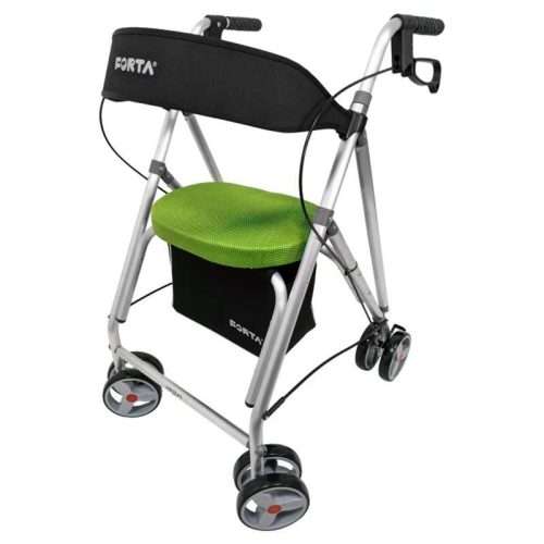 Andador plegable Kanguro F1 con asiento pistacho y cesta negra