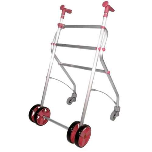 Andador Rollatino plegable en color coral con empuñaduras ergonómicas