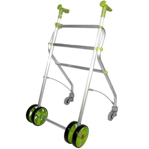 Andador Rollatino de aluminio en color pistacho con ruedas delanteras dobles
