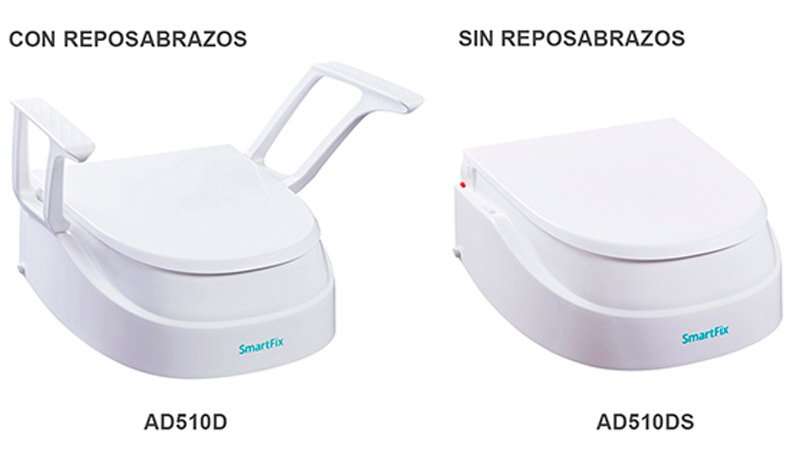 Comparativa elevador de WC Smartfix con y sin reposabrazos