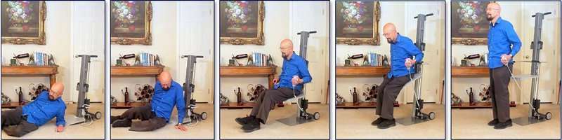 Proceso de elevación desde el suelo con silla eléctrica IndeeLift