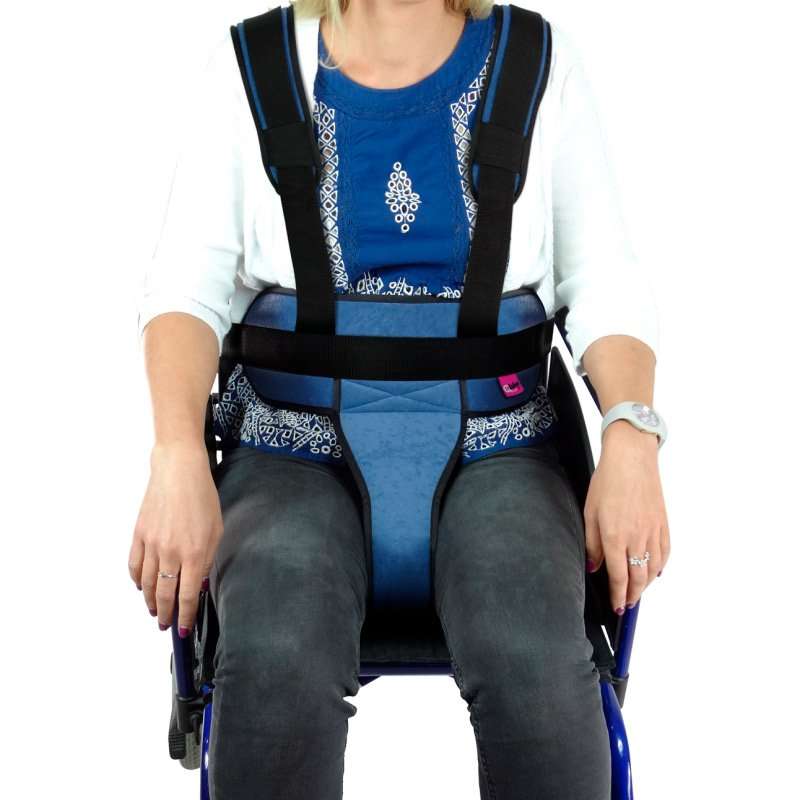 Cinturón perineal acolchado con tirantes para sujeción postural en silla de ruedas