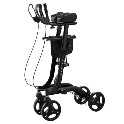 Rollator con apoyo en antebrazos plegado y estructura de aluminio