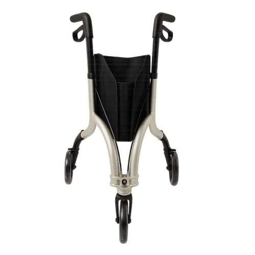Rollator de aluminio de tres ruedas con frenos y bolsa
