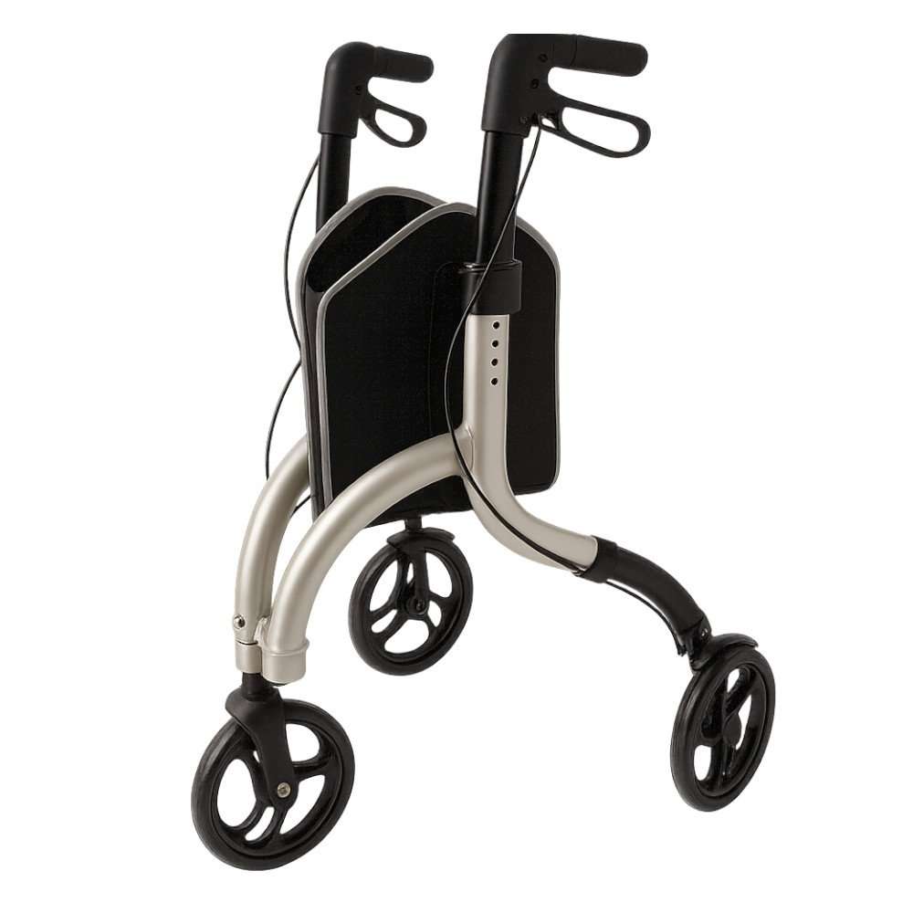 Vista lateral del rollator de aluminio de tres ruedas