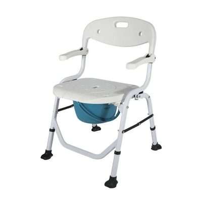 Silla de ducha plegable con inodoro y brazos abatibles en perspectiva