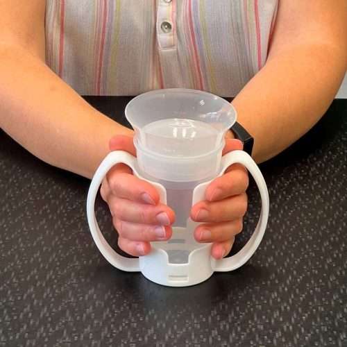 Vaso con doble asa y tapa con tetina para beber