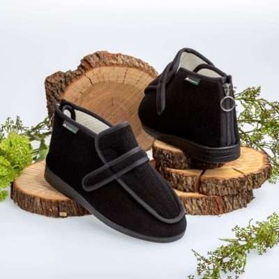Bota para diabéticos Icare negra con cierre de velcro