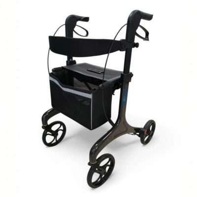 Andador Rollator Karbon ultraligero de fibra de carbono con asiento amplio, respaldo y bolsa extraíble