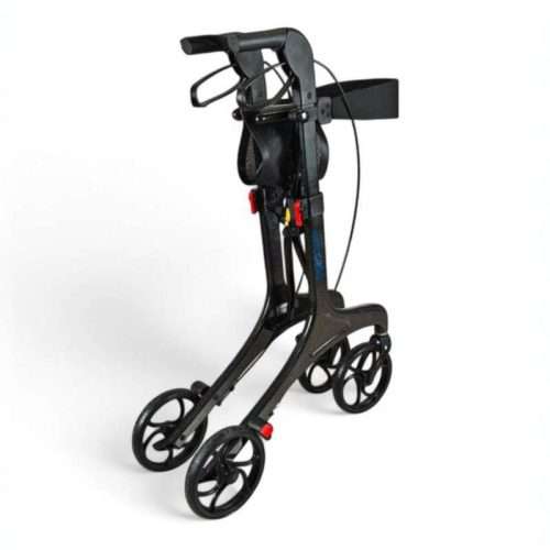Andador Rollator Karbon plegado con estructura compacta de fibra de carbono