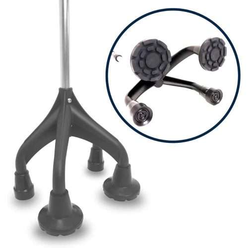 Base con 4 conteras antideslizantes del bastón de 4 patas ergonómico Kmina