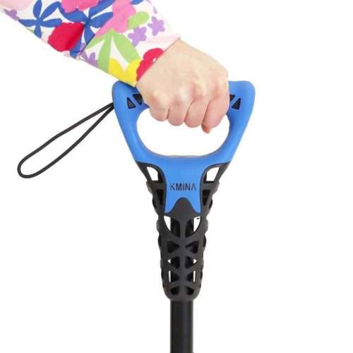 Detalle de la empuñadura ergonómica del bastón de 4 patas ergonómico Kmina