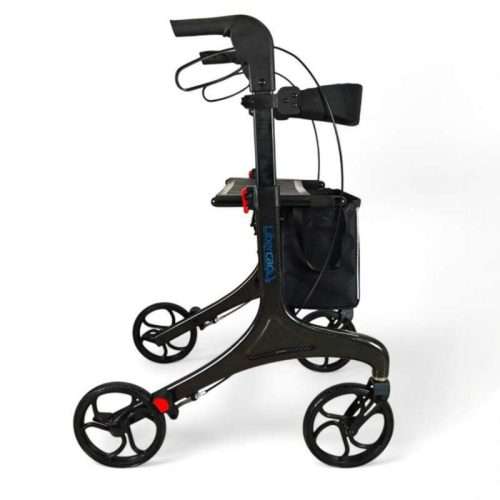 Vista lateral del andador Rollator Karbon de fibra de carbono