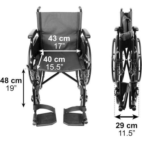 Medidas de la silla de ruedas de acero autopropulsable con asiento de 43 cm
