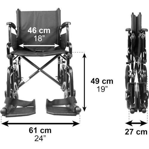 Medidas de la silla de ruedas de tránsito con asiento de 46 cm