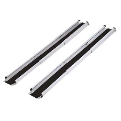 Par de rampas telescópicas de aluminio en dos carriles para silla de ruedas