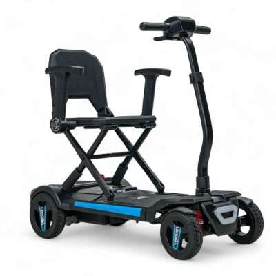 Vista lateral del scooter plegable Libercar Zenit con asiento y reposabrazos